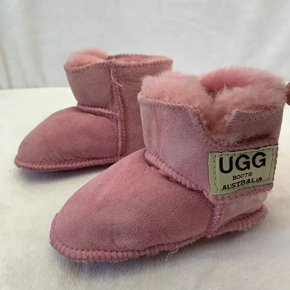 Ugg Erin Baby Booties Blush Pink Fur Lined Chalet Boots 0-6 Months Girls